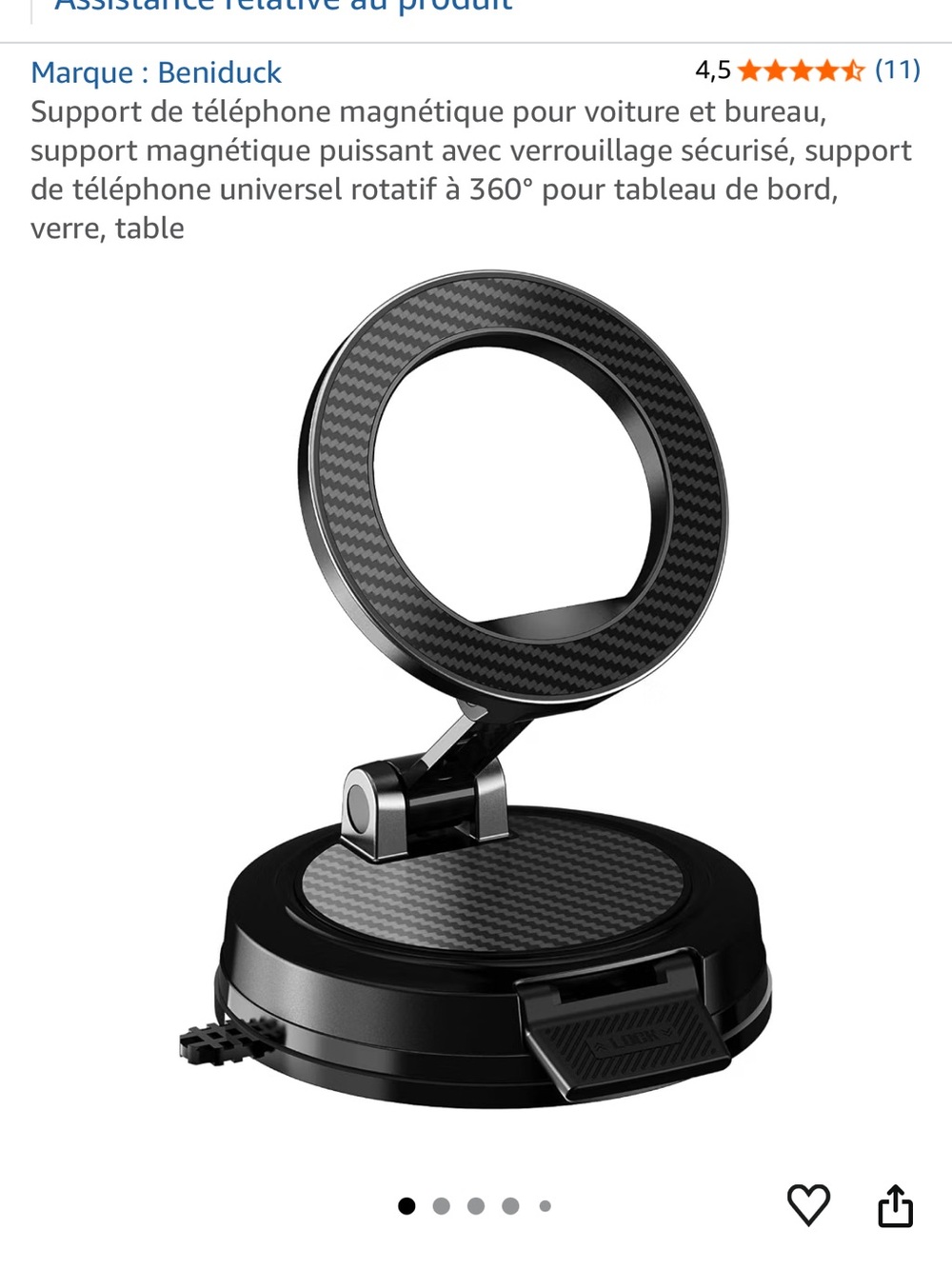 Amazon Black Carbon-Texture Magnetic Ring Phone Stand